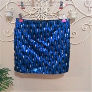 NWT Peacock pattern sequined mini skirt